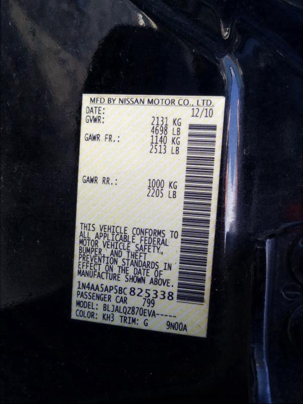 Photo 9 VIN: 1N4AA5AP5BC825338 - NISSAN MAXIMA S 