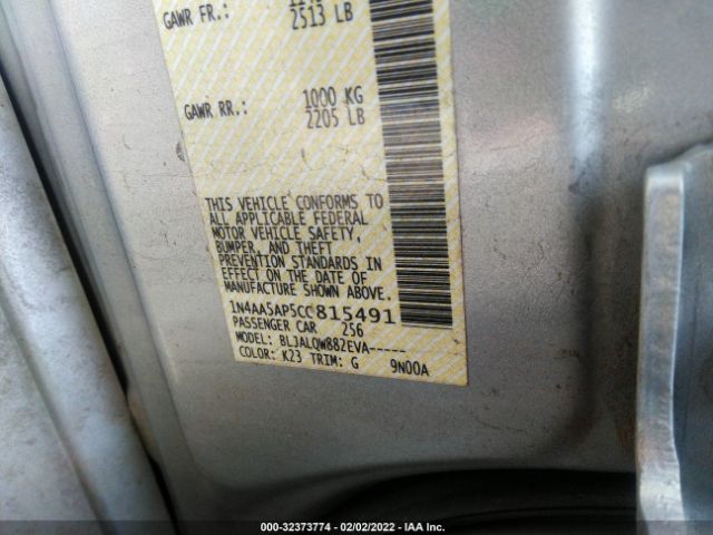 Photo 8 VIN: 1N4AA5AP5CC815491 - NISSAN MAXIMA 