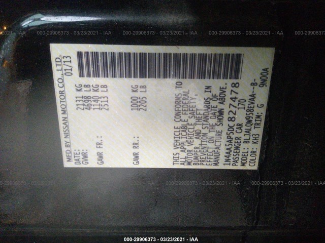 Photo 8 VIN: 1N4AA5AP5DC827478 - NISSAN MAXIMA 