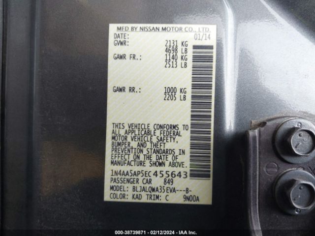 Photo 8 VIN: 1N4AA5AP5EC455643 - NISSAN MAXIMA 