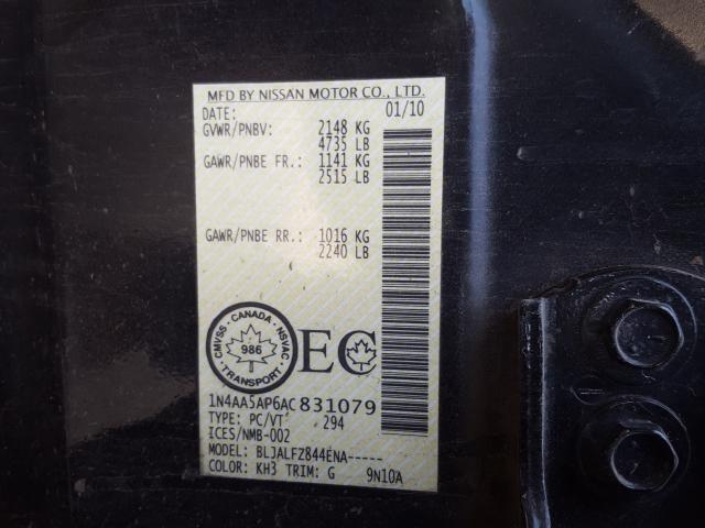 Photo 9 VIN: 1N4AA5AP6AC831079 - NISSAN MAXIMA S 