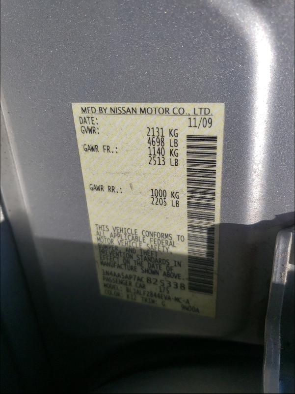 Photo 9 VIN: 1N4AA5AP7AC825338 - NISSAN MAXIMA S 