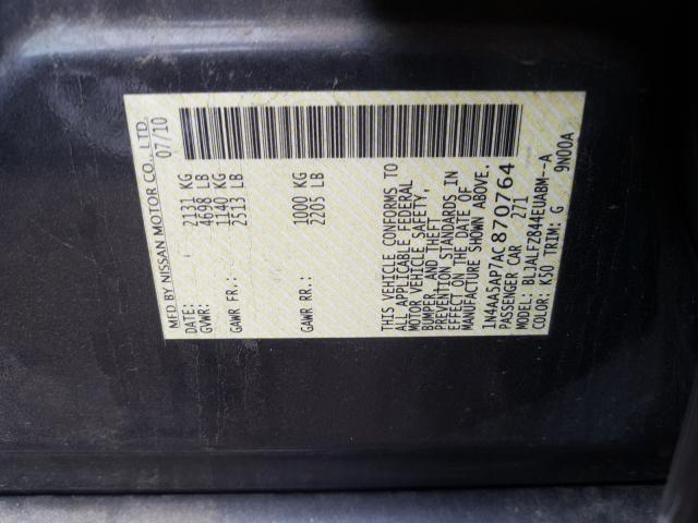 Photo 9 VIN: 1N4AA5AP7AC870764 - NISSAN MAXIMA S 