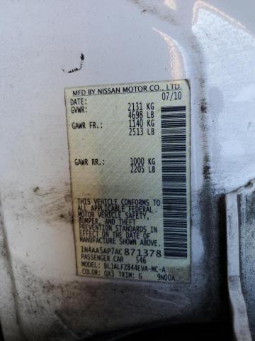 Photo 9 VIN: 1N4AA5AP7AC871378 - NISSAN MAXIMA S 