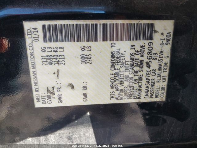 Photo 8 VIN: 1N4AA5AP7EC456809 - NISSAN MAXIMA 