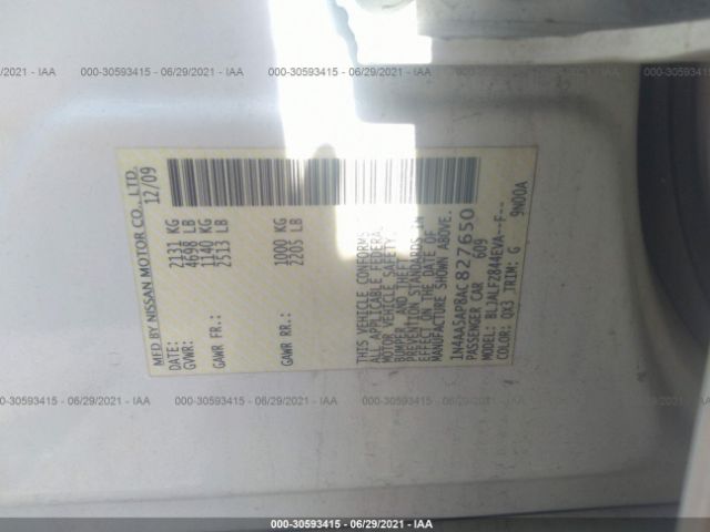 Photo 8 VIN: 1N4AA5AP8AC827650 - NISSAN MAXIMA 