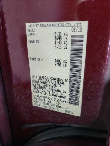 Photo 9 VIN: 1N4AA5AP8AC872670 - NISSAN MAXIMA S 