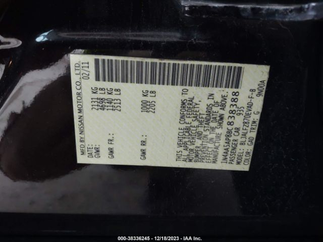 Photo 8 VIN: 1N4AA5AP8BC838388 - NISSAN MAXIMA 