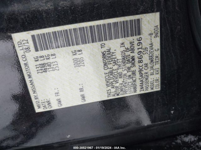 Photo 8 VIN: 1N4AA5AP9CC869196 - NISSAN MAXIMA 