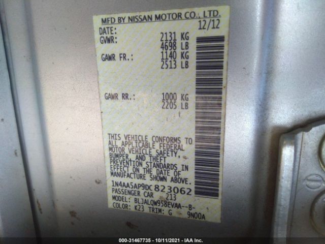 Photo 8 VIN: 1N4AA5AP9DC823062 - NISSAN MAXIMA 