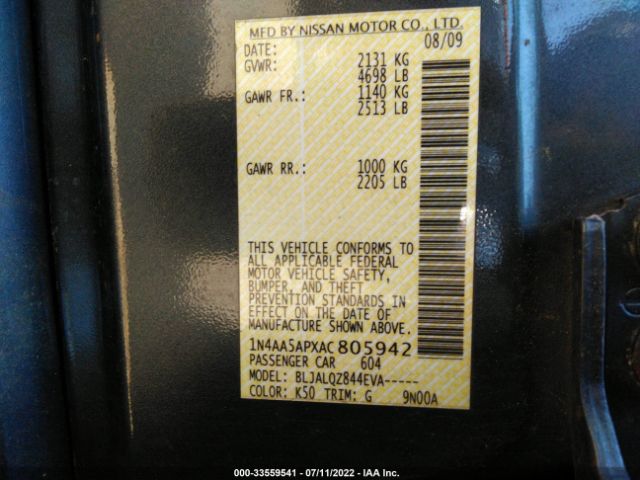 Photo 8 VIN: 1N4AA5APXAC805942 - NISSAN MAXIMA 