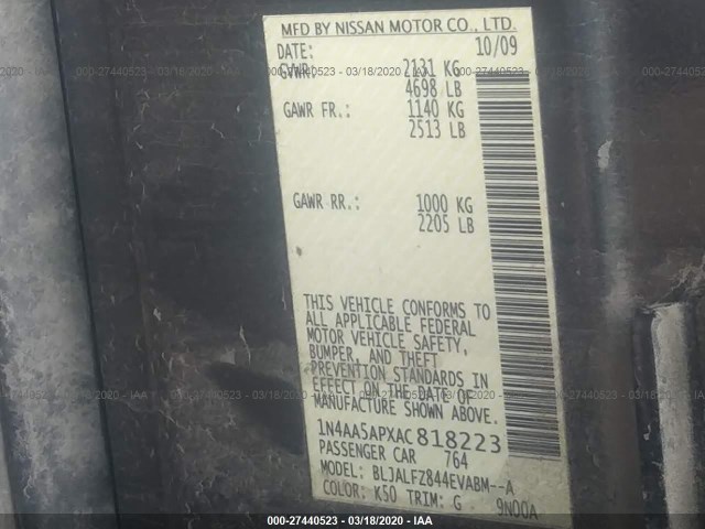 Photo 8 VIN: 1N4AA5APXAC818223 - NISSAN MAXIMA 