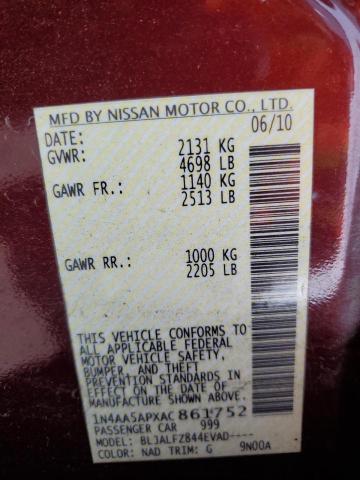 Photo 11 VIN: 1N4AA5APXAC861752 - NISSAN MAXIMA S 