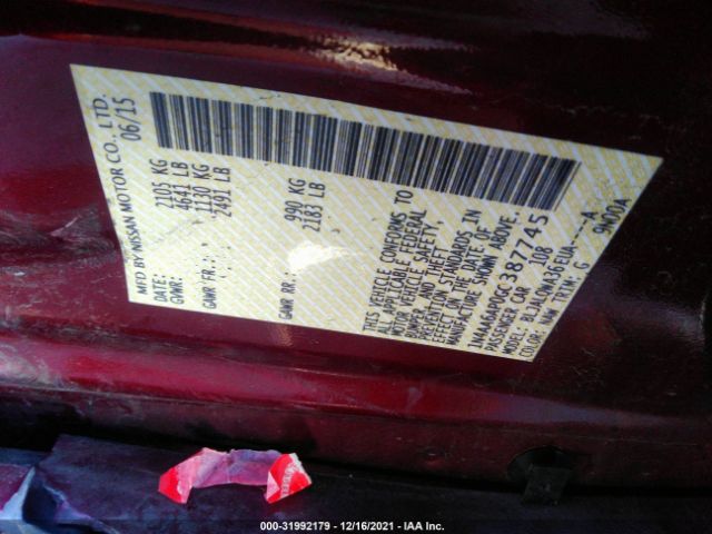 Photo 8 VIN: 1N4AA6AP0GC387745 - NISSAN MAXIMA 