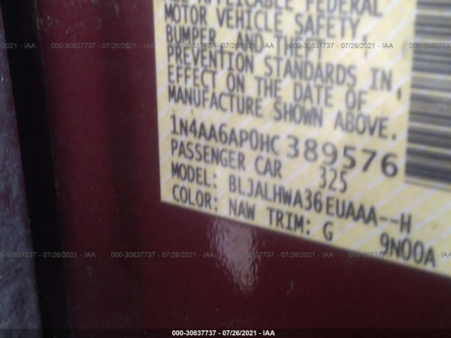 Photo 8 VIN: 1N4AA6AP0HC389576 - NISSAN MAXIMA 