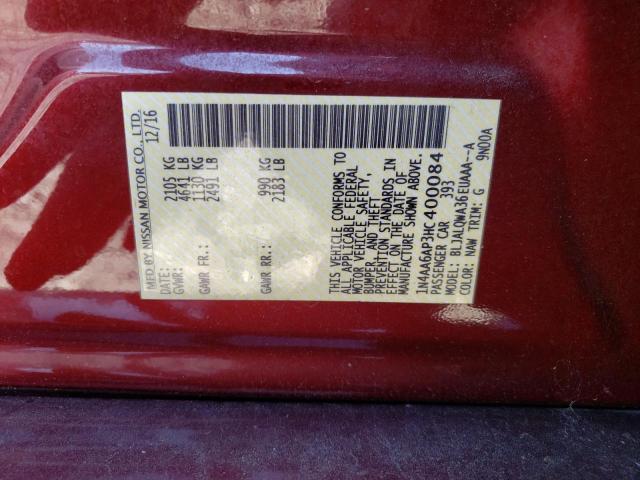 Photo 9 VIN: 1N4AA6AP3HC400084 - NISSAN MAXIMA 3.5 