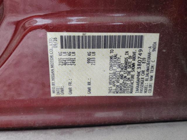 Photo 11 VIN: 1N4AA6AP4HC380749 - NISSAN MAXIMA 