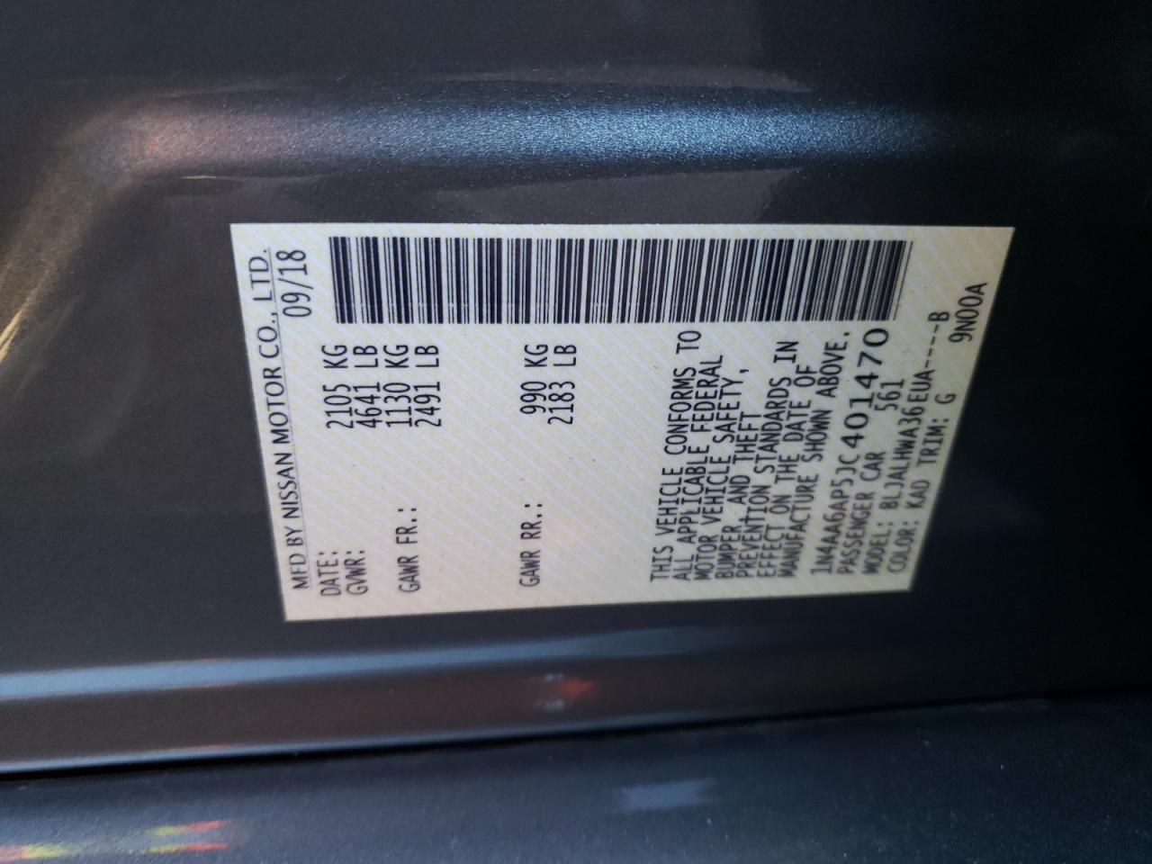 Photo 11 VIN: 1N4AA6AP5JC401470 - NISSAN MAXIMA 