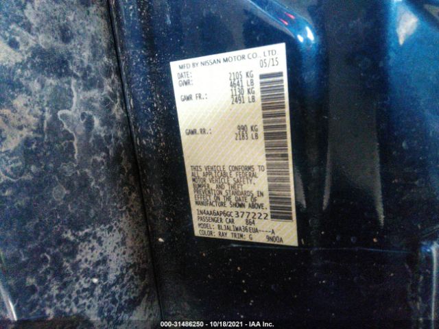 Photo 8 VIN: 1N4AA6AP6GC377222 - NISSAN MAXIMA 