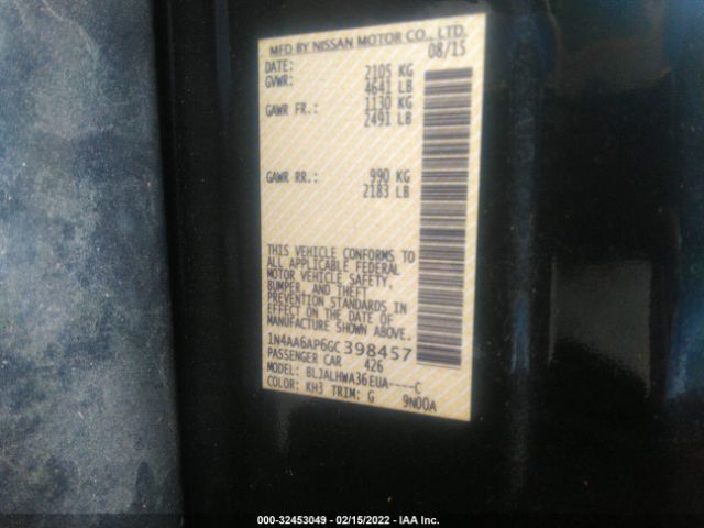 Photo 8 VIN: 1N4AA6AP6GC398457 - NISSAN MAXIMA 