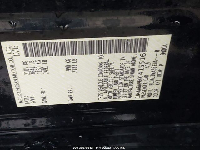 Photo 8 VIN: 1N4AA6AP6GC415516 - NISSAN MAXIMA 