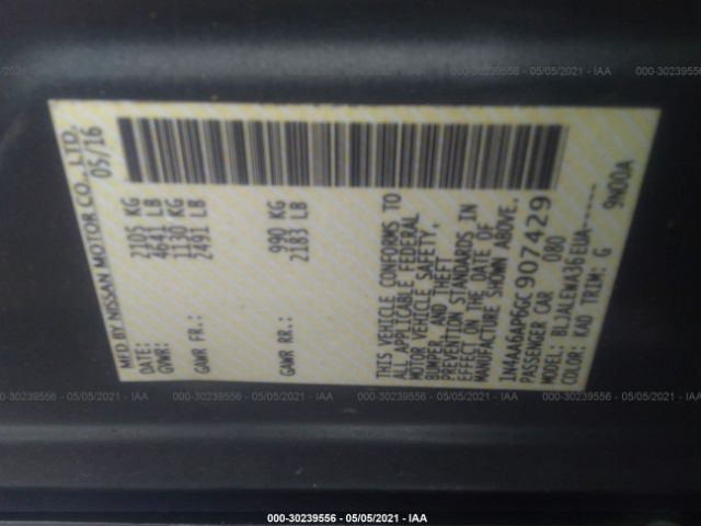 Photo 8 VIN: 1N4AA6AP6GC907429 - NISSAN MAXIMA 