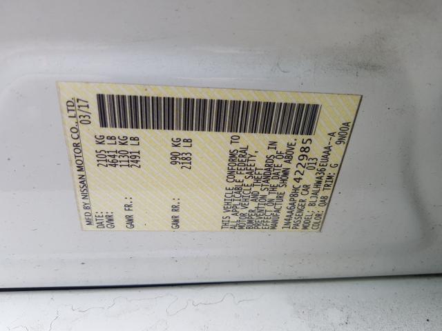 Photo 9 VIN: 1N4AA6AP8HC422985 - NISSAN MAXIMA 3.5 