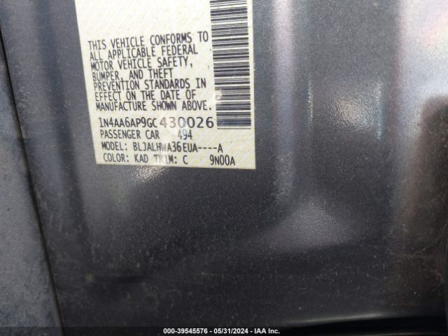 Photo 8 VIN: 1N4AA6AP9GC430026 - NISSAN MAXIMA 