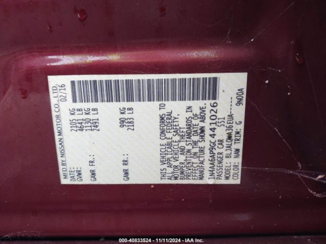 Photo 8 VIN: 1N4AA6AP9GC441026 - NISSAN MAXIMA 