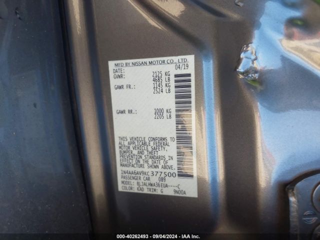 Photo 8 VIN: 1N4AA6AV9KC377500 - NISSAN MAXIMA 