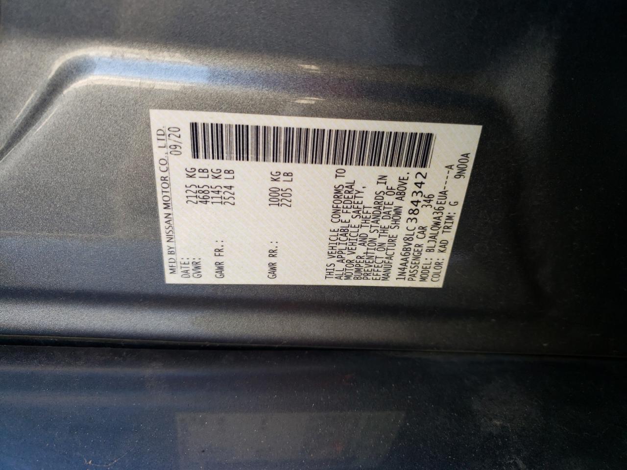 Photo 11 VIN: 1N4AA6BV8LC384342 - NISSAN MAXIMA 