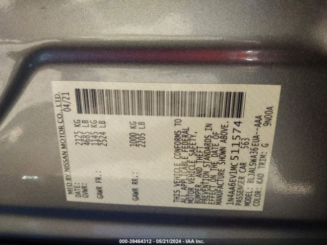 Photo 8 VIN: 1N4AA6EV1MC511574 - NISSAN MAXIMA 