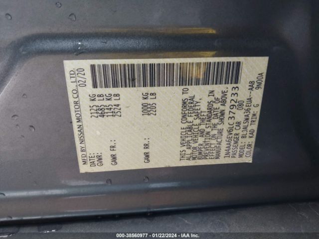 Photo 8 VIN: 1N4AA6EV6LC379233 - NISSAN MAXIMA 