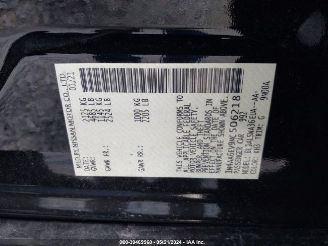 Photo 8 VIN: 1N4AA6EV9MC506218 - NISSAN MAXIMA 