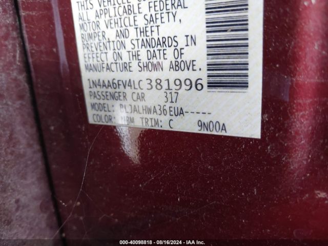 Photo 8 VIN: 1N4AA6FV4LC381996 - NISSAN MAXIMA 