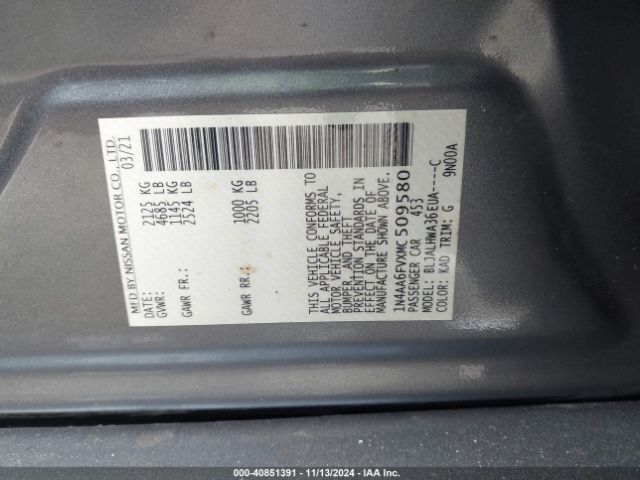 Photo 8 VIN: 1N4AA6FVXMC509580 - NISSAN MAXIMA 