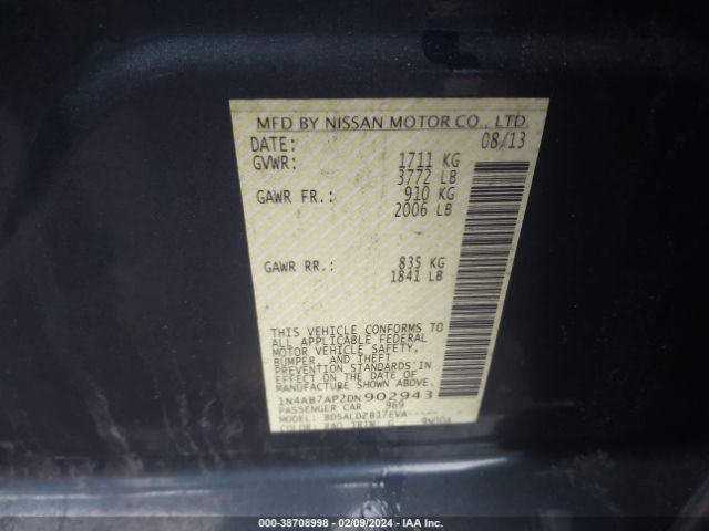 Photo 8 VIN: 1N4AB7AP2DN902943 - NISSAN SENTRA 