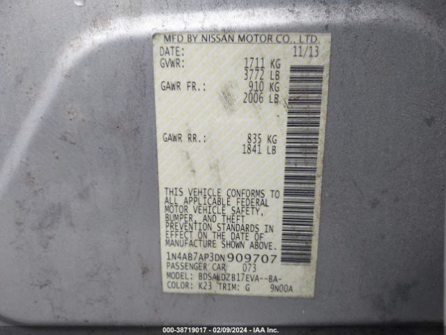 Photo 8 VIN: 1N4AB7AP3DN909707 - NISSAN SENTRA 