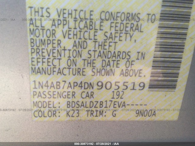 Photo 8 VIN: 1N4AB7AP4DN905519 - NISSAN SENTRA 