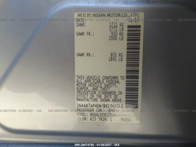 Photo 8 VIN: 1N4AB7AP4DN909098 - NISSAN SENTRA 