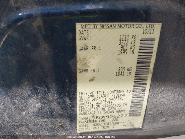 Photo 8 VIN: 1N4AB7AP5DN906274 - NISSAN SENTRA 