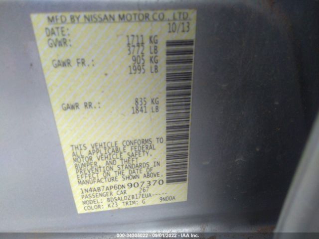 Photo 8 VIN: 1N4AB7AP6DN907370 - NISSAN SENTRA 