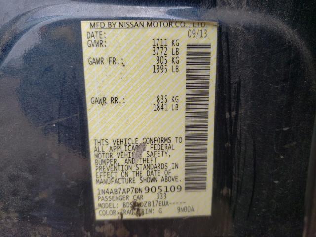 Photo 9 VIN: 1N4AB7AP7DN905109 - NISSAN SENTRA S 