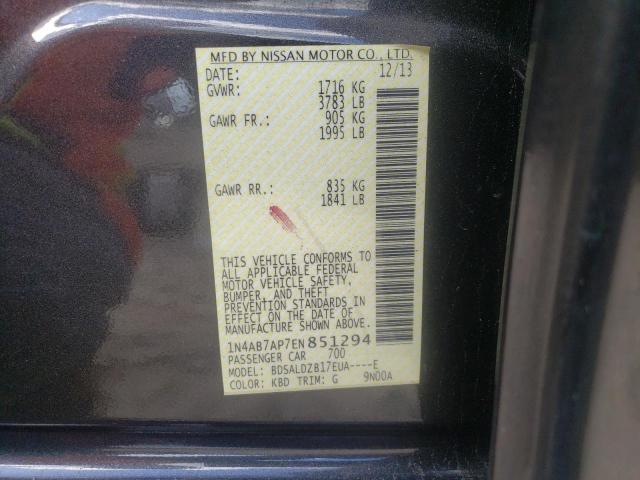 Photo 11 VIN: 1N4AB7AP7EN851294 - NISSAN SENTRA S 