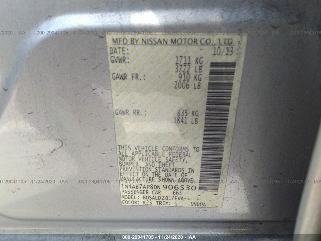 Photo 8 VIN: 1N4AB7AP8DN906530 - NISSAN SENTRA 