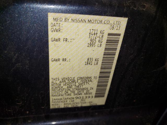 Photo 9 VIN: 1N4AB7APXDN901393 - NISSAN SENTRA S 