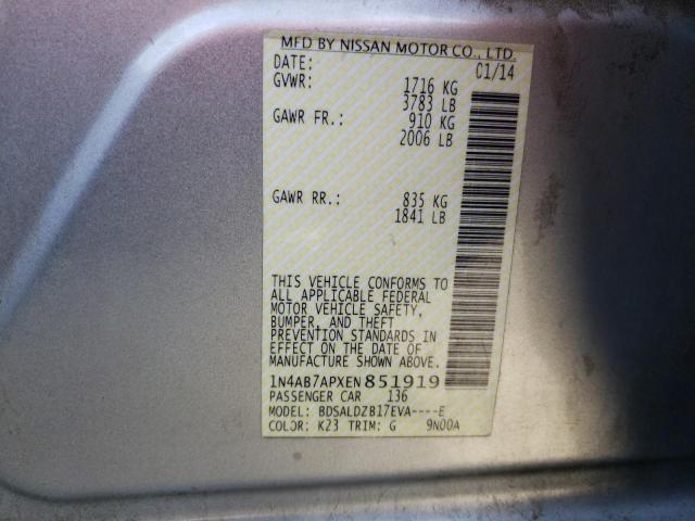 Photo 9 VIN: 1N4AB7APXEN851919 - NISSAN SENTRA S 