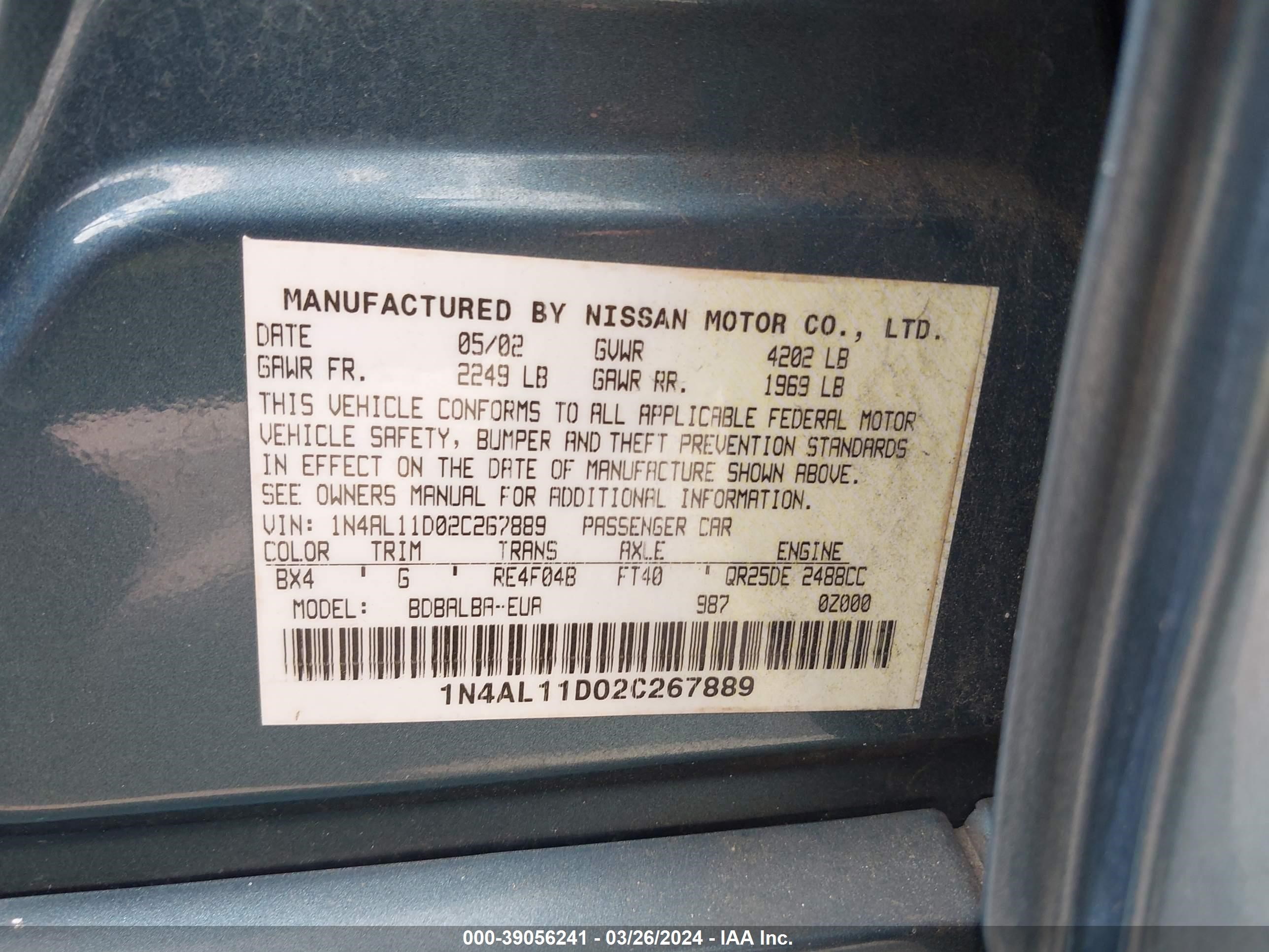 Photo 8 VIN: 1N4AL11D02C267889 - NISSAN ALTIMA 