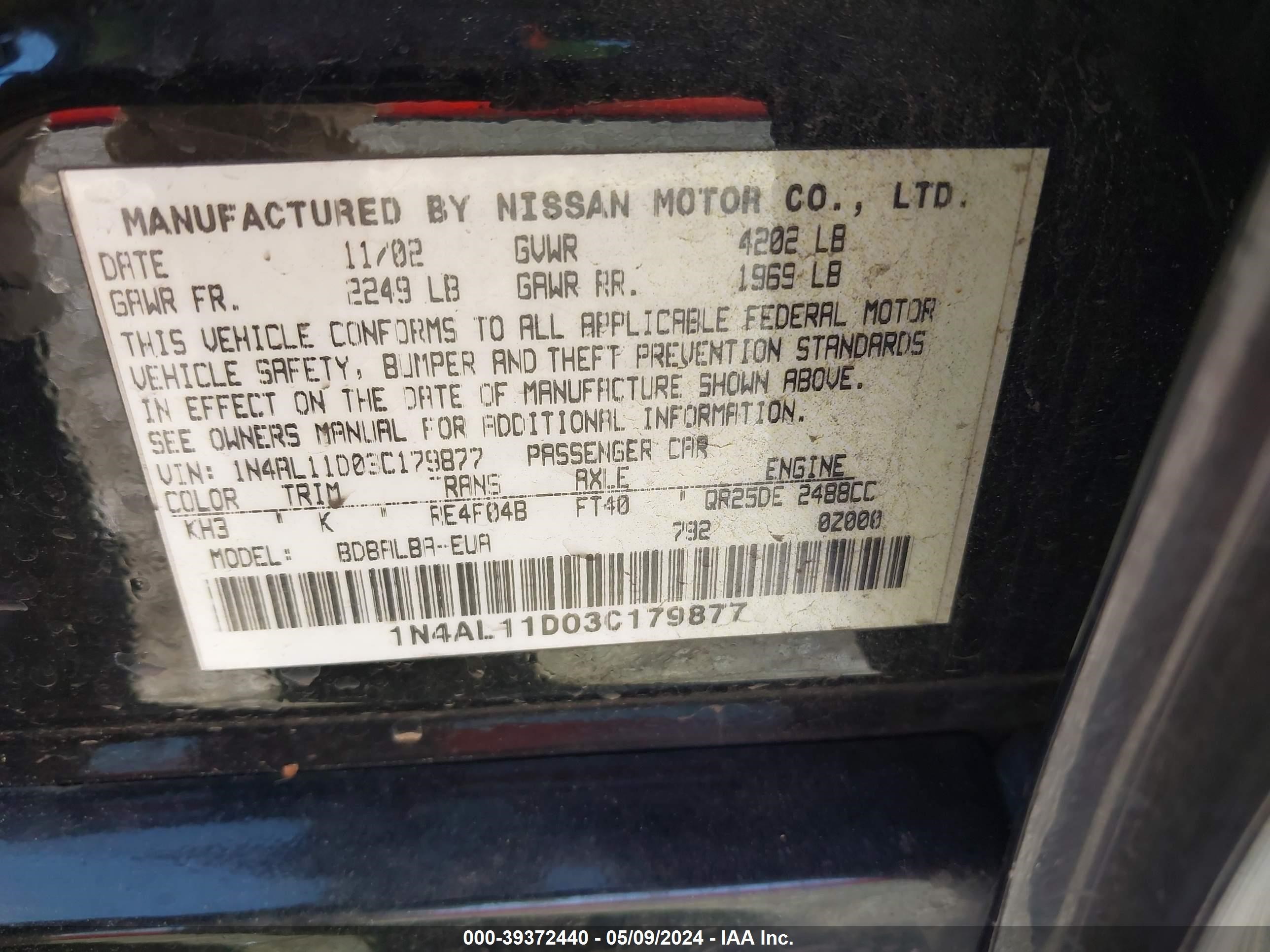 Photo 8 VIN: 1N4AL11D03C179877 - NISSAN ALTIMA 