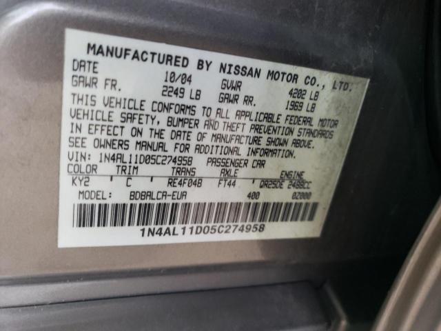 Photo 11 VIN: 1N4AL11D05C274958 - NISSAN ALTIMA 